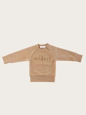 Jamie Kay Kids Sweatshirt in Camel with "wildest" Embroidery